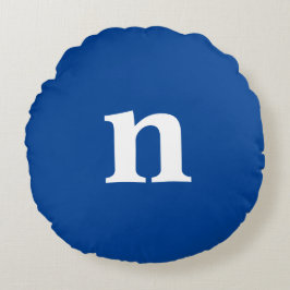Blue Monogram Rundes Kissen