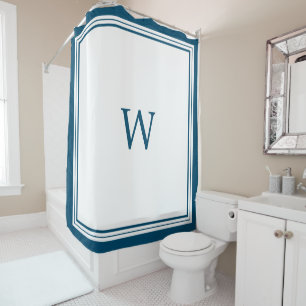Blue Monogram Shower Vorhang