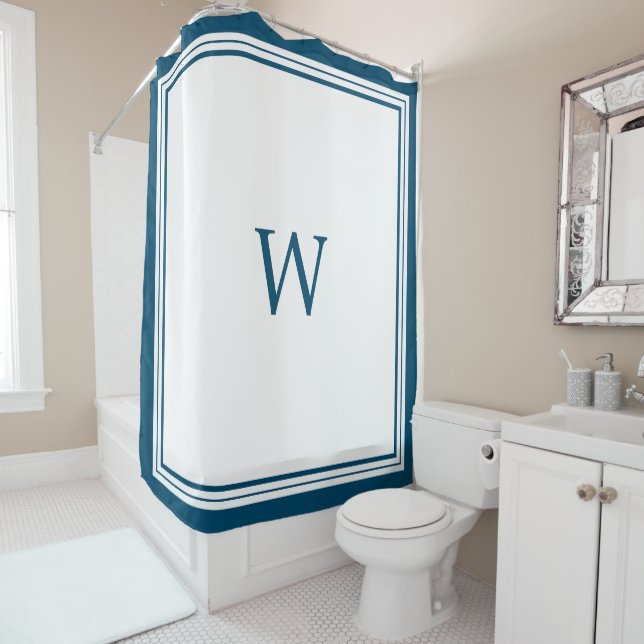 Blue Monogram Shower Vorhang (Beispiel)