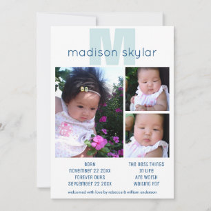 Blue Monogram Simple Adoption 3 Foto Collage Ankündigung