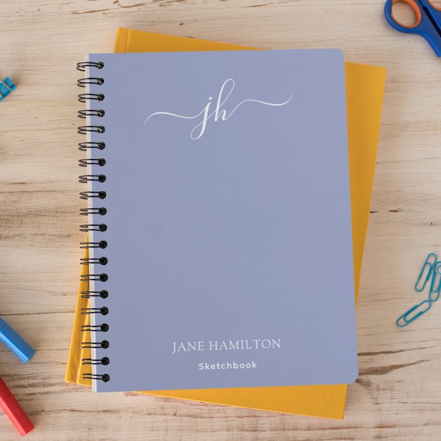 Blue Monogram Sketchbook mit Name Notizblock (Von Creator hochgeladen)
