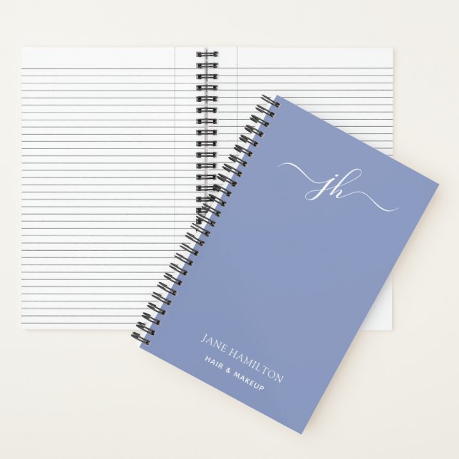 Blue Monogram und Name Notizbuch (Innen)