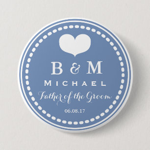 Blue Monogram - Vater der Groom Wedding Button