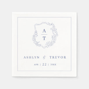 Blue Monogram Wappen Wedding Napkins Serviette