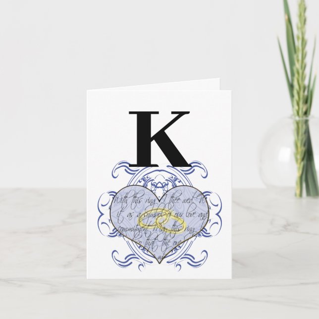 Blue Monogram Wedding Vow Herzlichen Dank Dankeskarte (Vorderseite)