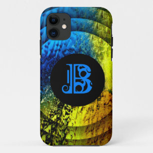 Blue Monogramy B auf Gold, Blau und Schwarz Case-Mate iPhone Hülle