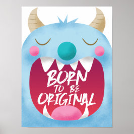 Blue Monster Boys Room Poster