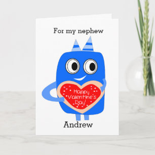 Blue Monster Nephew Valentine Card Feiertagskarte