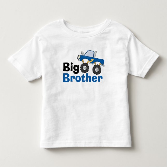 Blue Monster Truck Big Brother Kleinkind T-shirt (Vorderseite)