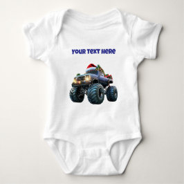 Blue Monster Truck Editable Baby Bodysuit Baby Strampler