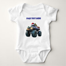 Blue Monster Truck Editable Baby Bodysuit