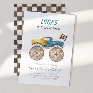 Blue Monster Truck jedes Alter Geburtstagsparty Einladung