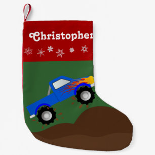 Blue Monster Truck Personalisiert Kleiner Weihnachtsstrumpf