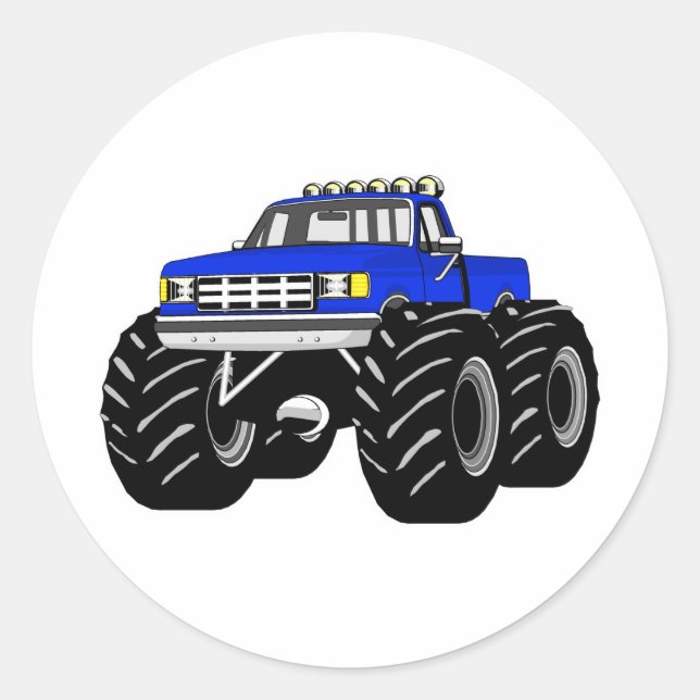BLUE MONSTER TRUCK RUNDER AUFKLEBER (Vorderseite)