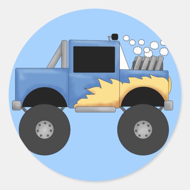 Blue Monster Truck Tshirts und Geschenke Runder Aufkleber (Vorderseite)