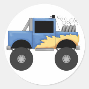 Blue Monster Truck Tshirts und Geschenke Runder Aufkleber