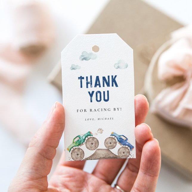 Blue Monster Trucks Geburtstag Geschenkanhänger (Von Creator hochgeladen)