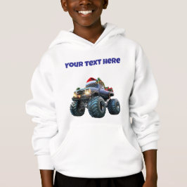 Blue Monster Xmas Truck Editable Boys Hoodie