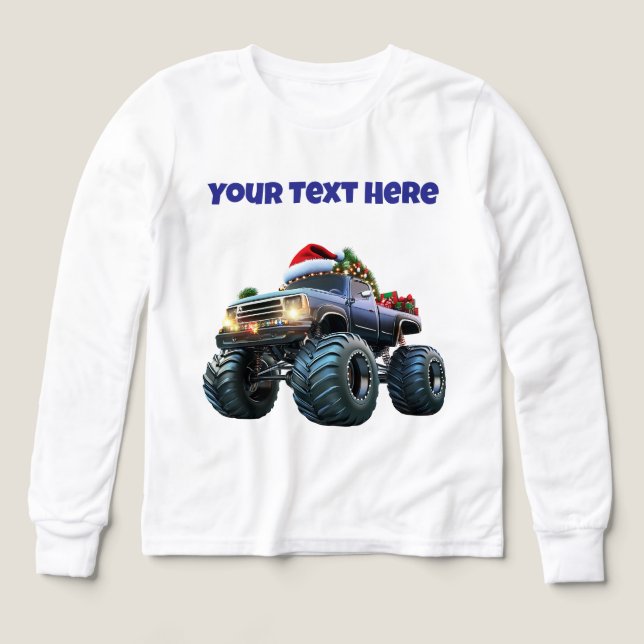 Blue Monster Xmas Truck - Editable Tri mix Tshirt (Design Vorderseite)