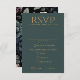 Blue Moody Floral Food Choices RSVP Karte