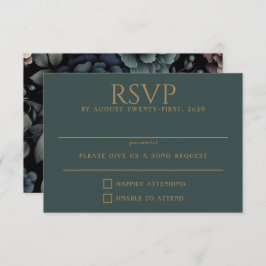 Blue Moody Floral RSVP Karte