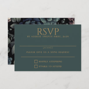 Blue Moody Floral RSVP Karte
