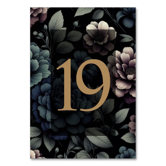 Blue Moody Floral Table 19 Tischnummer (Vorderseite)