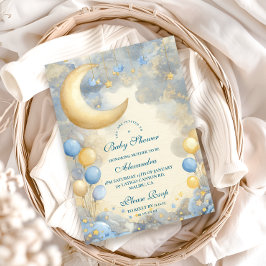 Blue Moon and Stars Baby Dusche Einladung