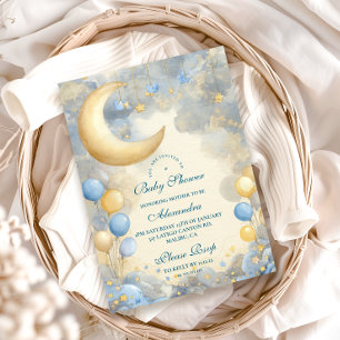Blue Moon and Stars Baby Dusche Einladung