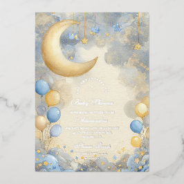 Blue Moon and Stars Baby Dusche Folieneinladung