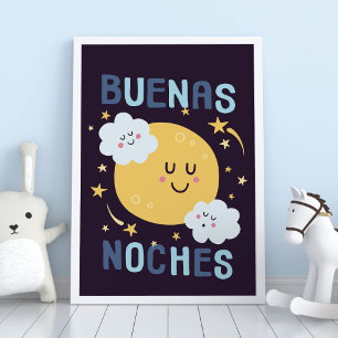 Blue Moon and Stars Kinderzimmer Kunst, Dichtung u Poster