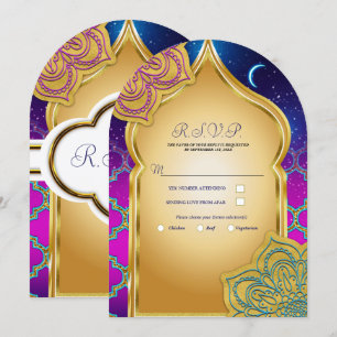 Blue Moon Arabian Nights Glam Gold Purple RSVP Einladung