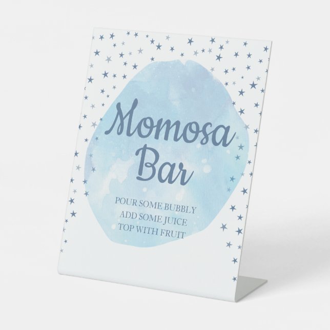 Blue Moon Baby Shower Mama osa Table Sign Sockelschild (Vorderseite)