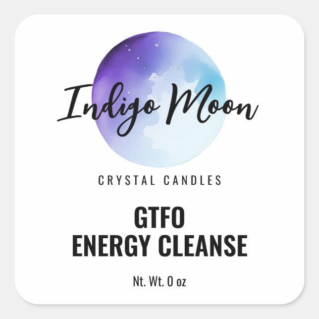 Blue Moon Candle Labels Quadratischer Aufkleber (Vorderseite)