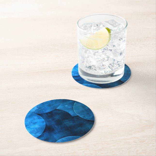 Blue Moon Circles Runder Pappuntersetzer (Vor Ort)