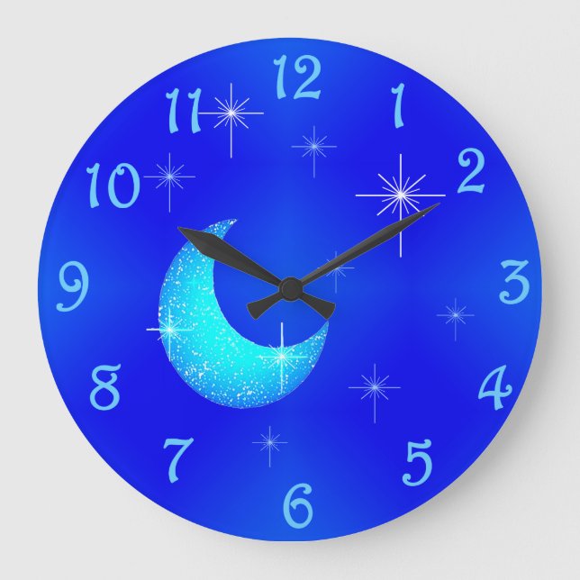 Blue Moon Clock Große Wanduhr (Vorderseite)