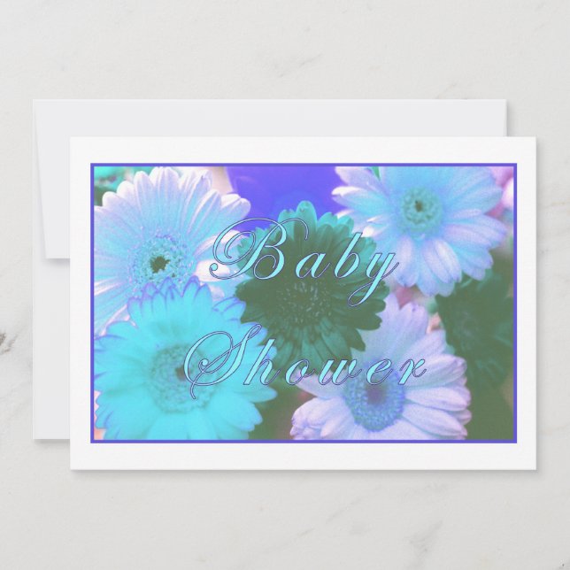 Blue Moon Daisy Baby Dusche Einladung (Vorderseite)