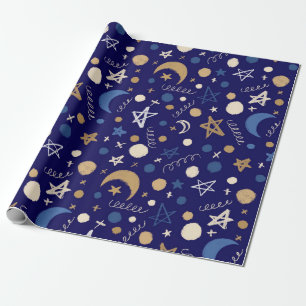 Blue Moon Festival Seamless Muster Geschenkpapier