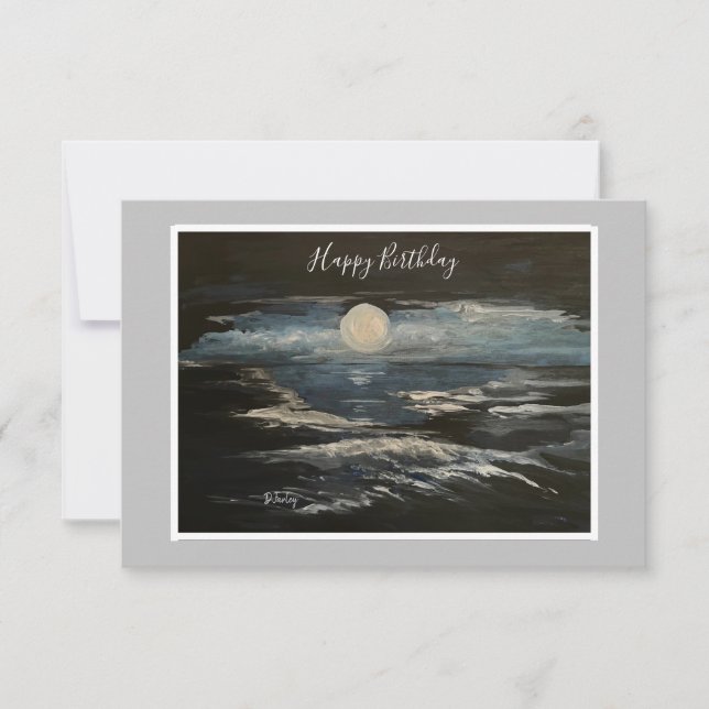Blue Moon Flat Note Card Dankeskarte (Vorderseite)