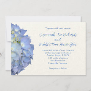 Blue Moon Hydrangea Horizontal Wedding Einladung