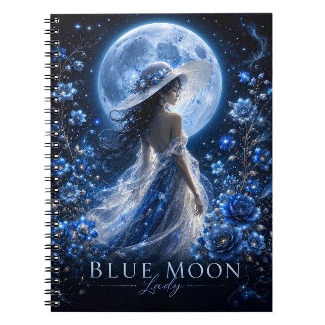 Blue Moon Lady Dark Version Premium Notizbuch  Notizblock (Vorderseite)