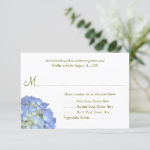 Blue Moon Menu Selection Wedding Repcard RSVP Karte