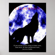 Blue Moon Motivierend Leadership Wolf Poster