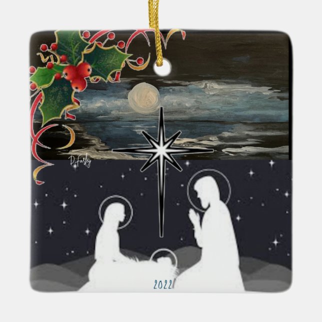 Blue Moon Nativity Keramikornament (Vorderseite)