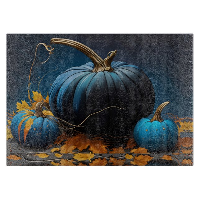 Blue Moon Pumpkins und Autumn Leaves Schneidebrett (Vorderseite)