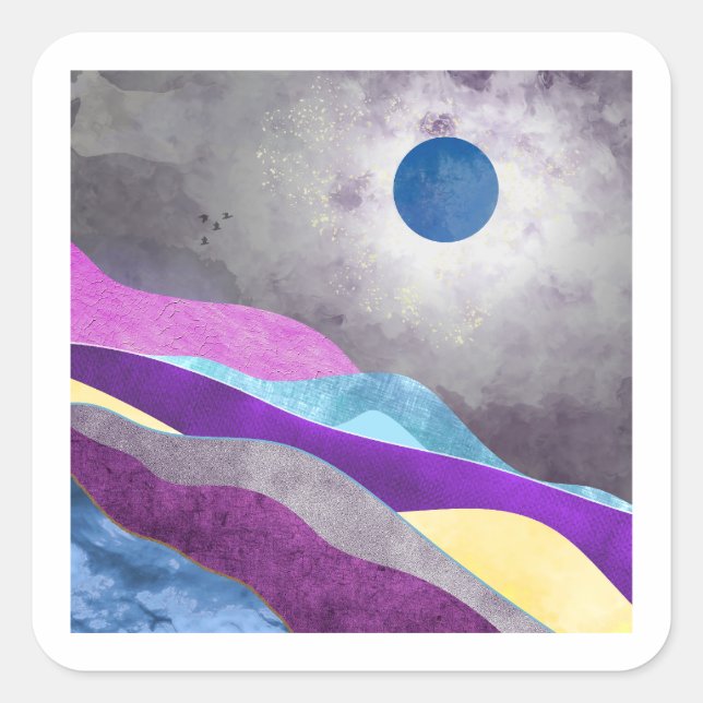 Blue Moon Quadratischer Aufkleber (Vorderseite)