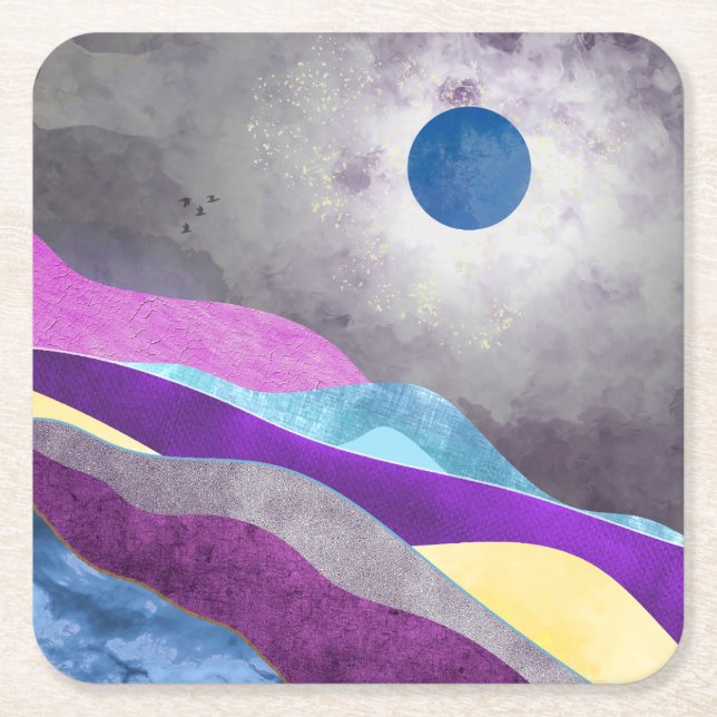 Blue Moon Rechteckiger Pappuntersetzer (Vorderseite)