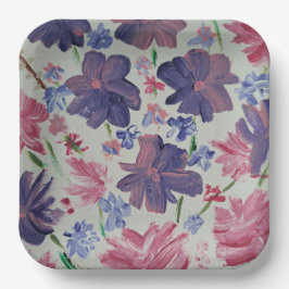 Blue Moon Rose Floral, 9" Square Paper Tellers Pappteller