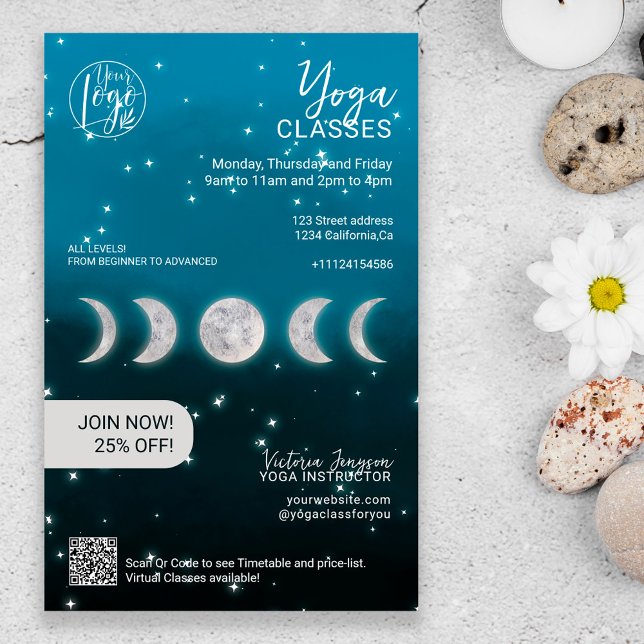 Blue Moon Star Yoga Lehrer Studiengänge Flyer (Von Creator hochgeladen)