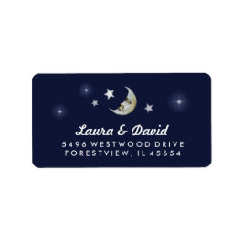 Blue Moon & Stars Matching Wedding Address Adressaufkleber